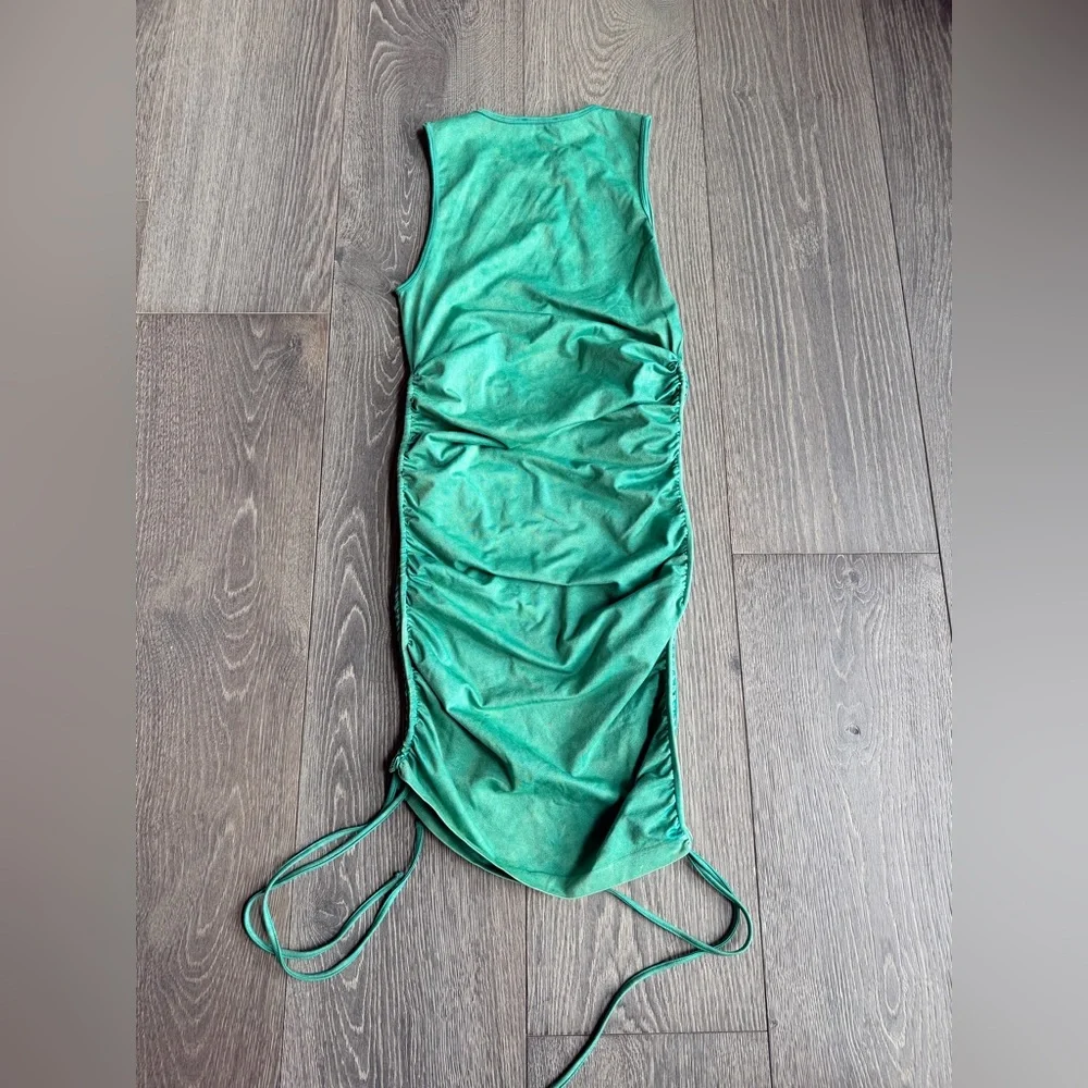 Zara Ruched Bodycon Dress in Yellow Green Size M-L - Picture 6 of 7